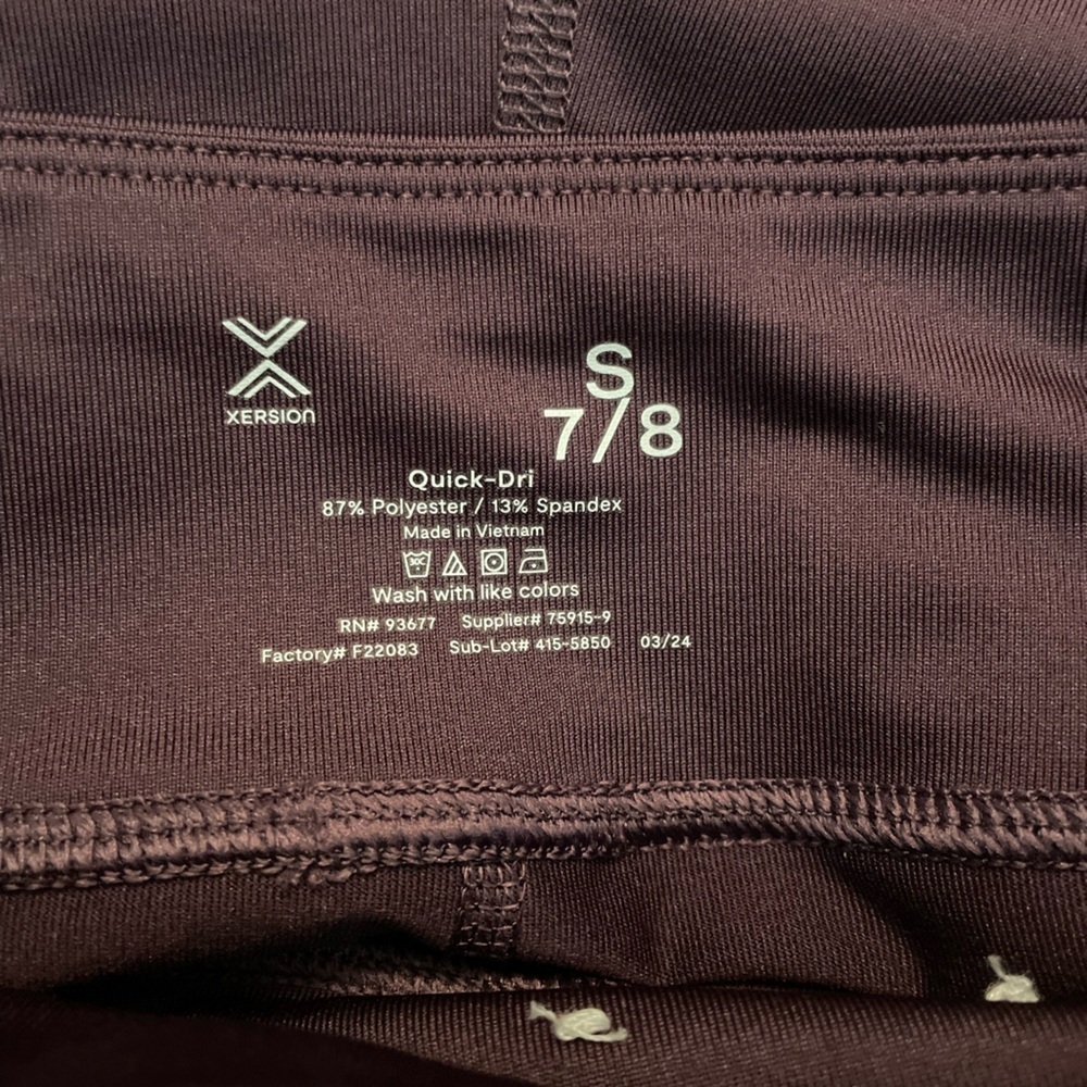 Xersion Girls Plum Quick Dry Leggings with pockets size S 7/8 - Picture 5 of 5